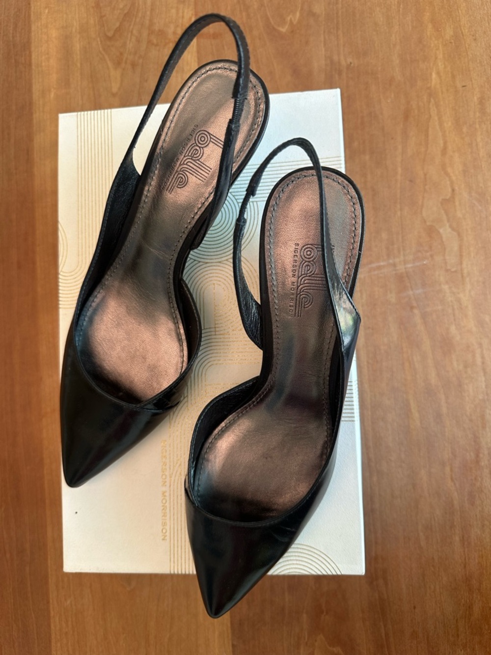 Belle by Sigerson Morrison Black Pointed Slingback Pumps